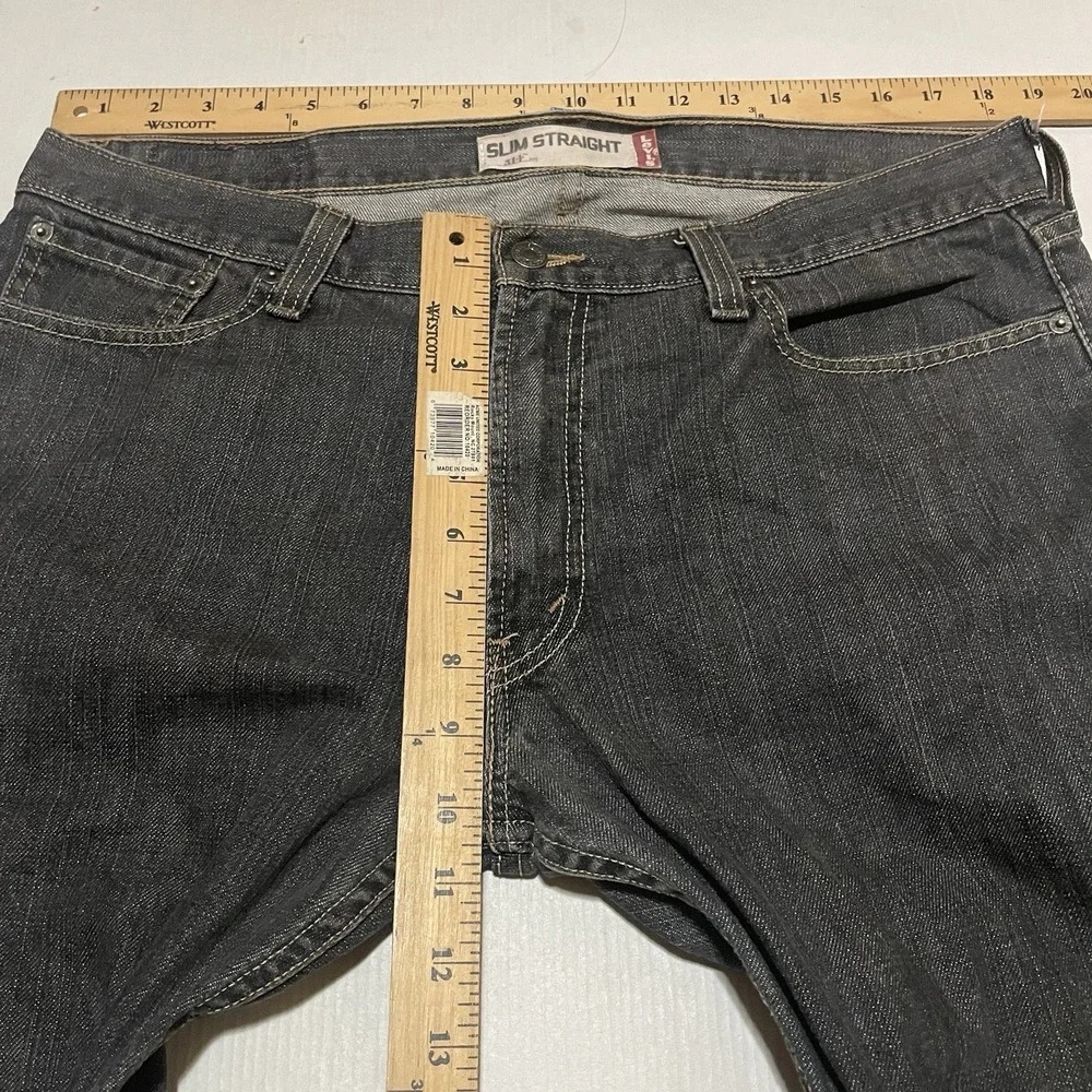 Levi's 514 Slim Straight Jeans Men's 36 X 31 Black Charcoal Denim Made Mexico